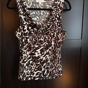 Calvin Klein Women's Leopard Print Top - Black and Brown